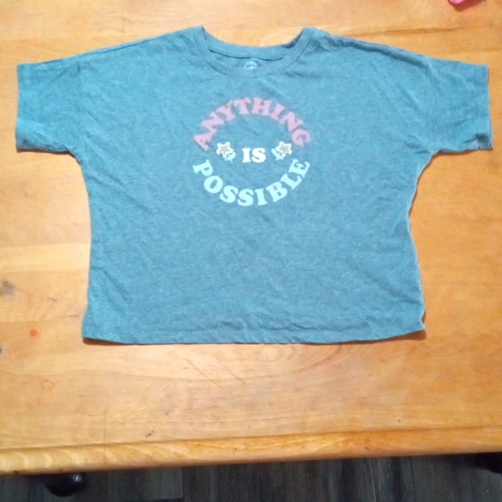 Color is a light navy blue, size is L (10-12